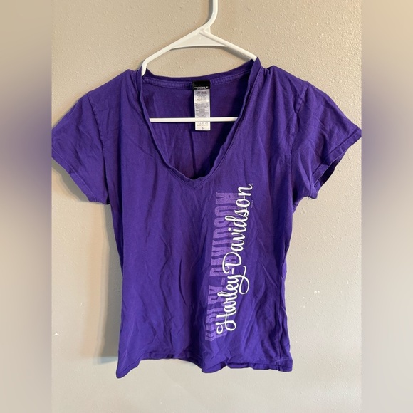 🔴Harley-Davidson Women's V-Neck Purple Tee - Picture 1 of 4